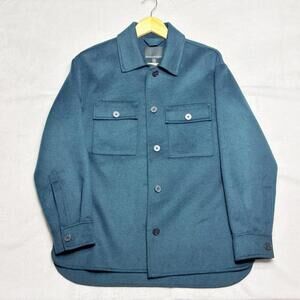 Banana Republic Double Face Wool Shirt Jacket Shacket Mens Small Deep Pine Green